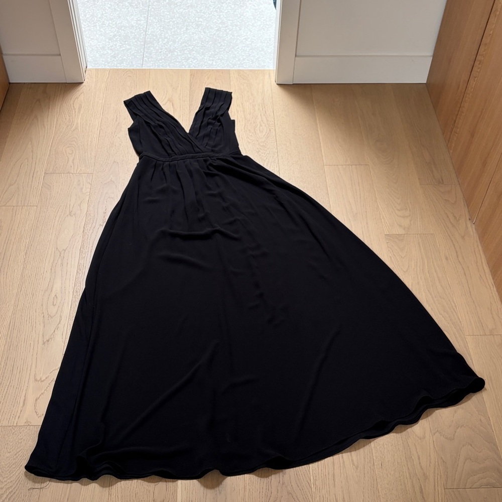 Mango Deep V sleeveless Floor Length Dress Black
